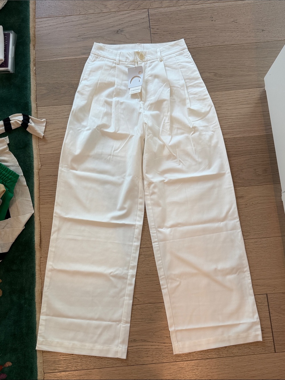 Commense White High-Waist Wide Leg Trousers